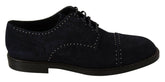 Dolce & Gabbana Blue Suede Leather Derby Studded Shoes -   -  Dolce & Gabbana.